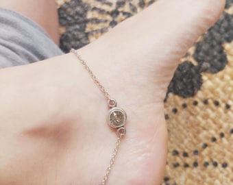 Greige Swarovski Anklet | Greige Crystal Anklet | Greige Ankle Bracelet | Swarovski Crystal Ankle Bracelet