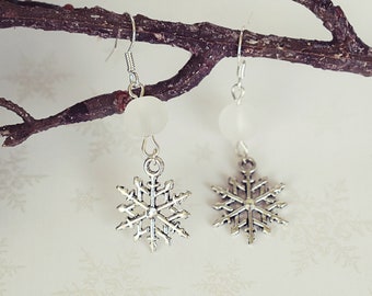 Silver Snowflake Earrings | Dangle Earrings | Snowflake Jewelry | Winter Earrings | Winter Birthday Gift | Winter Gift For Her