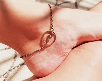 Bronze Wave Anklet | Ocean Wave Ankle Bracelet | Surfer Bracelet | Ocean Anklet For Beach | Sea Jewelry