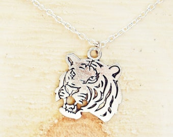 Silver Tiger Necklace | Tiger Charm Necklace | Tiger Jewelry | Silver Necklace | Mens Jewelry
