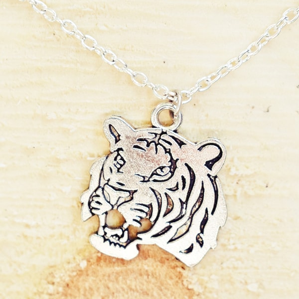 Silver Tiger Necklace | Tiger Charm Necklace | Tiger Jewelry | Silver Necklace | Mens Jewelry