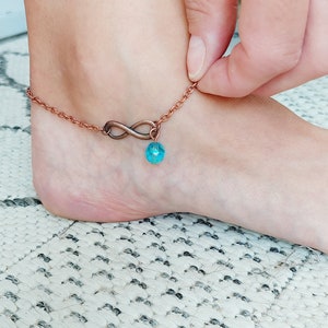 Copper Infinity Anklet | Copper Eternity Anklet | Minimalist Yoga Anklet | Bohemian Anklet | Anklets With Beads