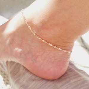 Rose Gold Twisted Chain Anklet | Thin Chain Ankle Bracelet | Rose Gold Braided Chain Bracelet | Delicate Summer Anklet | Minimalist Anklet