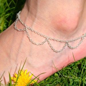 Silver Anklet Chain Ankle Bracelet Belly Dance Anklet Bohemian Anklet Summer Beach Jewelry image 2