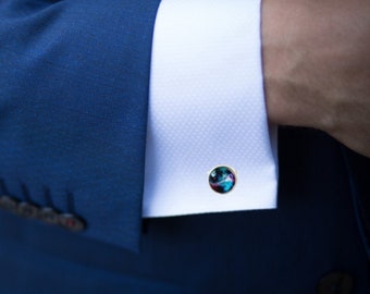 Nebula Space Cufflinks | Celestial Jewelry for Men | Space Lover's Gift | Astronomical Cuff Links | Unique Wedding Accessory