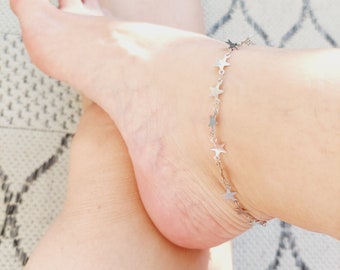 Silver Star Anklet | Silver Star Chain Anklet | Reach For Stars Anklet | Believe In Yourself  Gift | Motivational Bracelet | Graduation Gift