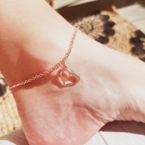 Rose Gold Heart Anklet | Floating Heart Anklet | Sweetheart Bracelet | Minimalist Anklet | Stylish Summer Accessory
