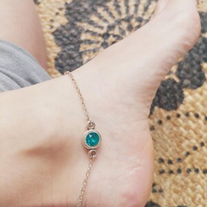 Blue Zircon Swarovski Anklet | Blue Crystal Anklet | Blue Ankle Bracelet | Swarovski Crystal Ankle Bracelet