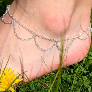 Silver Anklet Chain Ankle Bracelet Belly Dance Anklet Bohemian Anklet Summer Beach Jewelry image 1