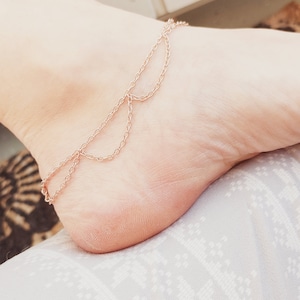 Rose Gold Anklet for Women | Dainty Chain Ankle Bracelet | Boho Foot Jewelry | Festival Anklet | Summer Beach Jewelry | Trendy Gift