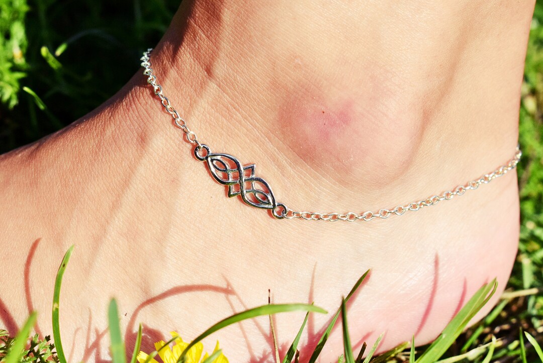 Silver Celtic Anklet Celtic Knot Anklet Medieval Bracelet Etsy