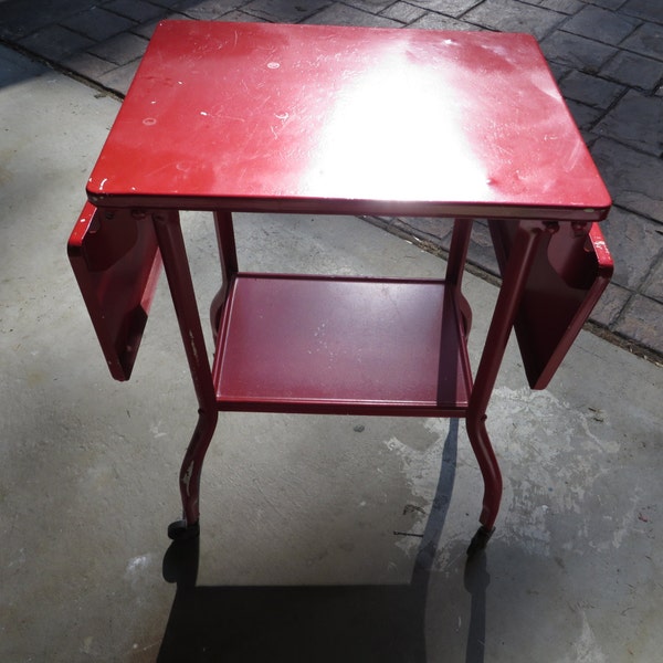 Vintage Red Typewriter Table On Wheels Bar Cart ON RESERVE Billie