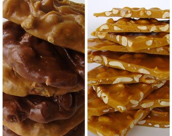 1 lb peanut brittle + 6 original pralines & 6 milk chocolate pralines