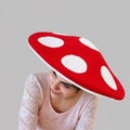 Red Mushroom Hat, White Spots, Woodland Fairycore Costume, Halloween Cosplay