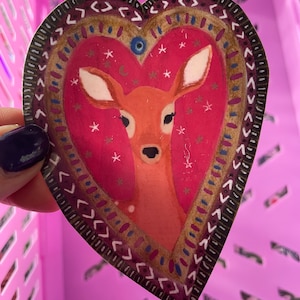 Sticker en Vinyle 'Biche coeur' - Autocollant en vinyle - Biche cœur