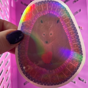 Sticker Vinyle "Ours Coeur" Pailleté ou Holographique - Autocollant vinyle