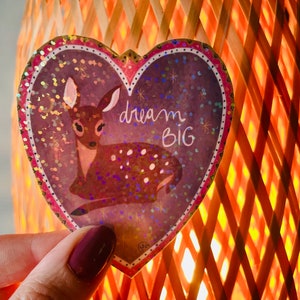 Sticker en Vinyle 'Biche Coeur' - Autocollant en vinyle - Biche amour