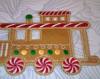 Broderidesign med pepparkaksjultåg i kabyss (5x7 båge) (digital nedladdning)