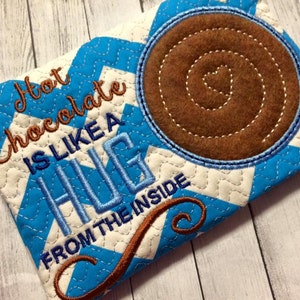 ITH Mug Rug - Hot Chocolate Hug - downloadable Machine Embroidery Design File