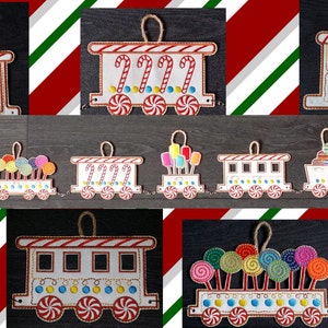 Diseño de bordado de vagón de tren navideño de jengibre: bastidor de 5x7 (descarga digital)