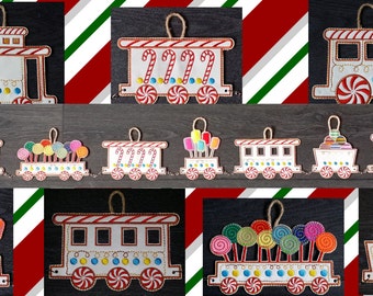 Broderidesign för pepparkaksjultåg: 5x7-båge (digital nedladdning)