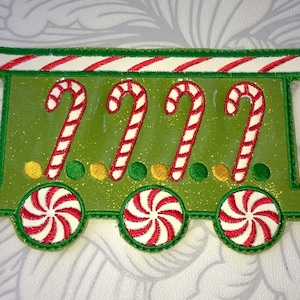 Lebkuchen Weihnachten CANDY CANE Zug-Auto-Stickerei-Design-Datei - 5 x 7 Hoop - herunterladbare Maschine Stickerei Design Datei