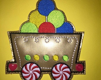 Broderidesign för pepparkakståg: Julgummiboll (5x7-båge) (digital nedladdning)