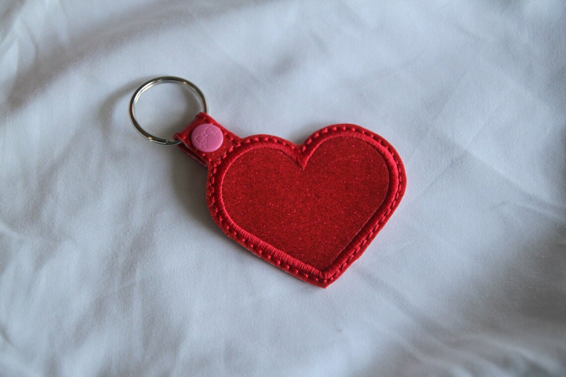 Machine Embroidery Heart Key Fob / Snap Tab Blank in the Hoop Etsy