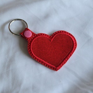 Machine Embroidery Heart Key Fob / Snap Tab Blank In The Hoop downloadable Machine Embroidery Design File