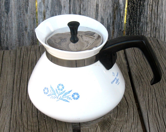 Vintage Corningware Tea Kettle Cornflower 6 Cup Teapot Tea Kettle Etsy