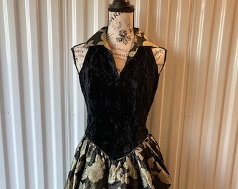 Barboglio Christina Jan Prom/Party Dress Black and Gold 1980s Fashion