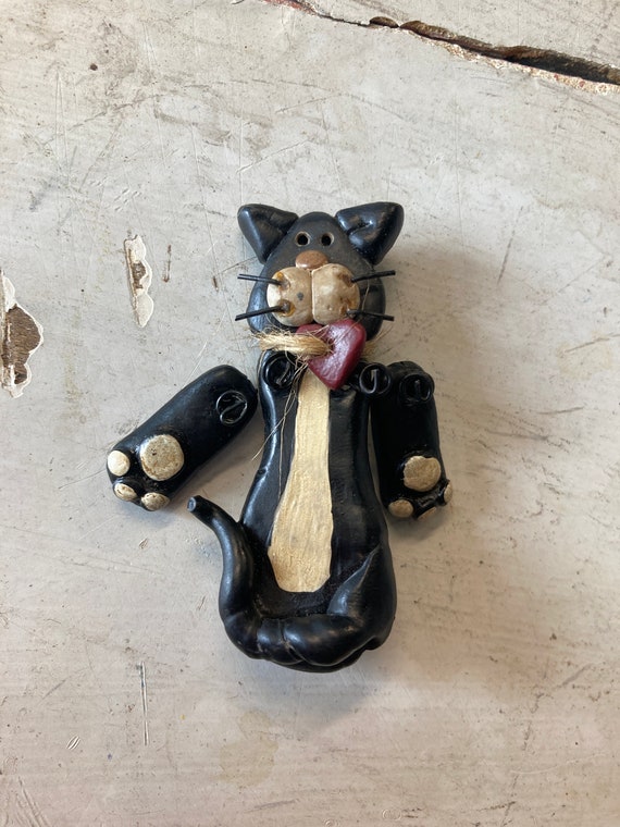 Wood Articulated Cat Pin