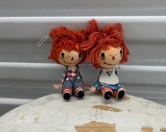 Vintage Brass Key Raggedy Ann & Andy Porcelain Doll - 2004