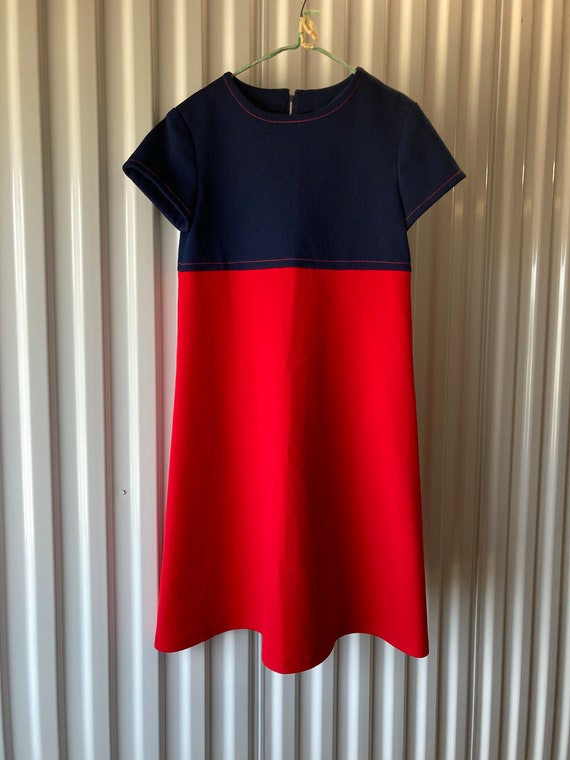 Mini Dress Handmade Mini Dress Red and Blue