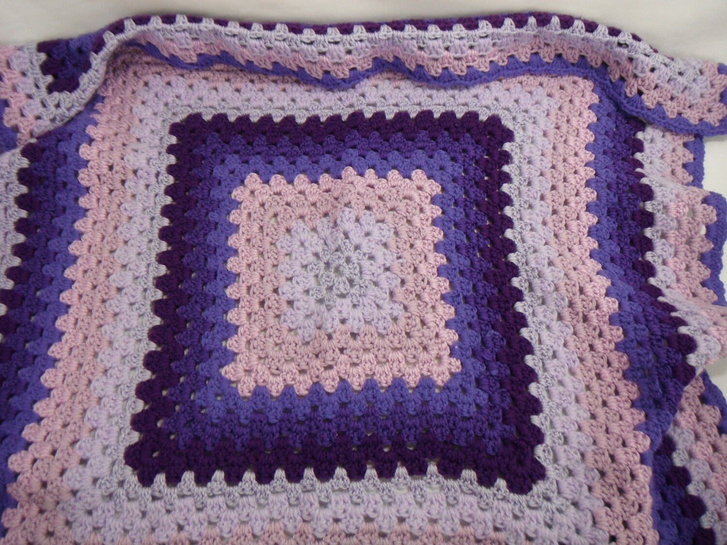 Vintage Crocheted Afghan Luscious Purple Colors Etsy