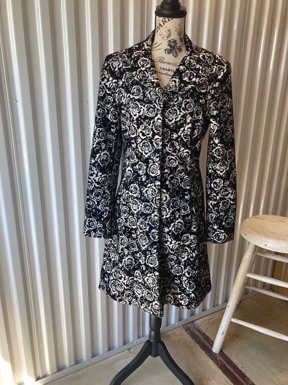 Lightweight Coat with Flocked Roses 1990s