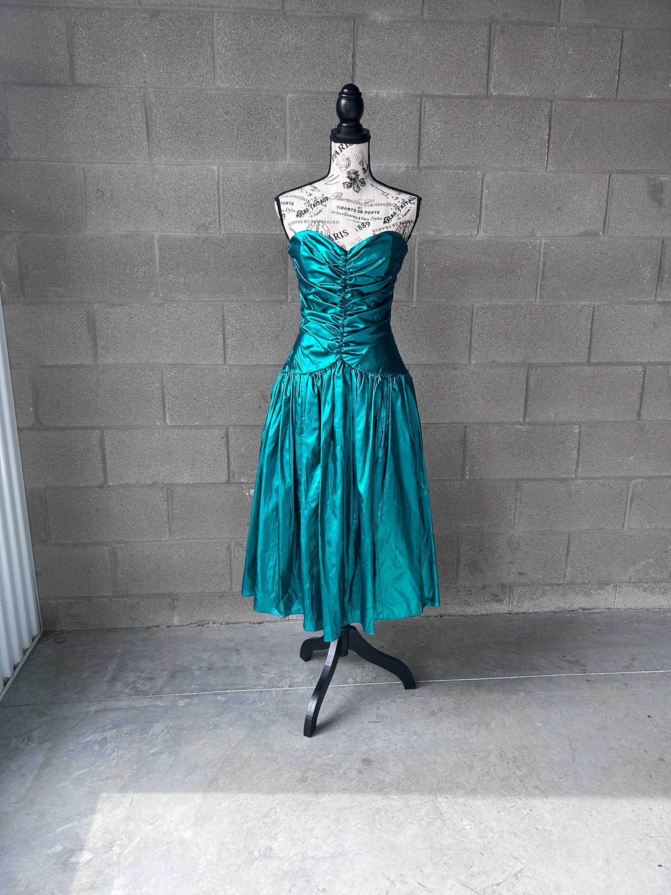 green lame dress Gunne Sax 1980s daily
