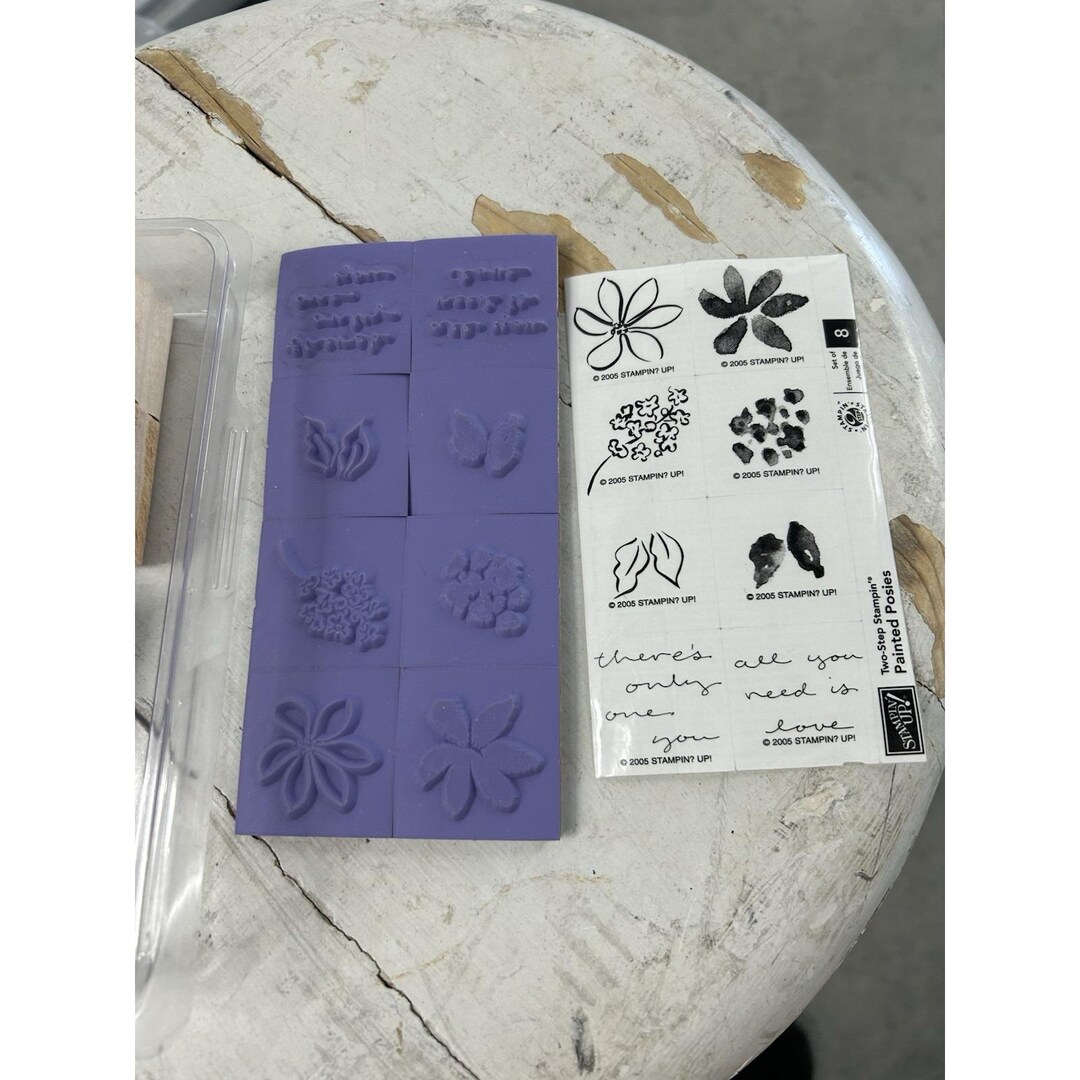 Stampin' up 2005 Painted Posies Wood Base Rubber Stamp Set Unmounted ...