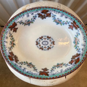Flow Blue Polychrome Large Serving Bowl
