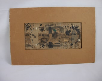 Mixed Media Child's Art from Denmark "To Grete from Sonja"