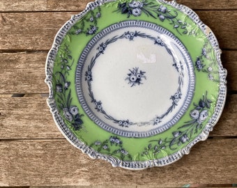 Kildare by Meigh Flow Blue Mulberry Plate with Polychrome Ground Color