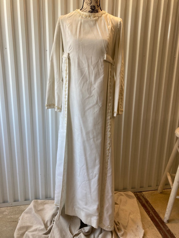 Silk Wedding Gown Late 1960s Handmade - image 1