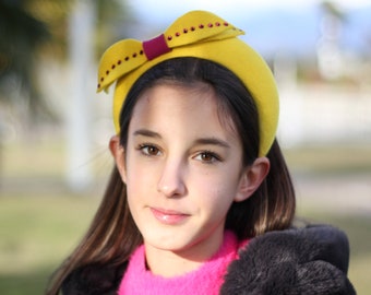 Cerchietto Bimba con Fiocco, Cerchietto Giallo, Cappelli Bimbe