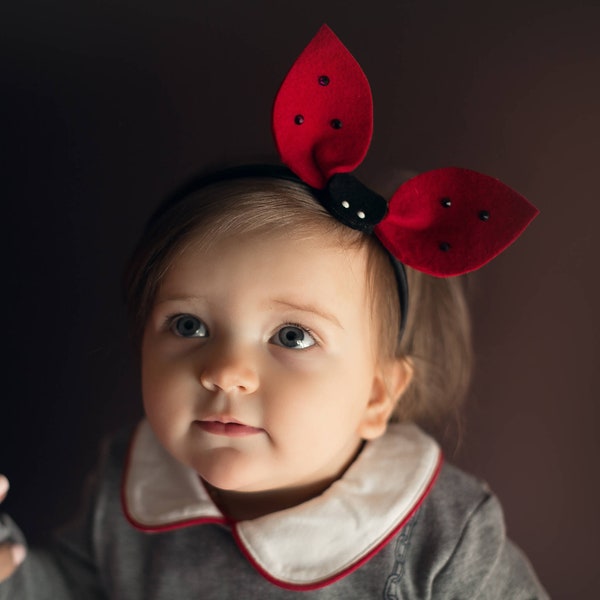 Ladybug Headband, Ladybug Costume, Baby Girl Headband, Ladybug Birthday Party, Baby Photo Prop, First Birthday Gift, Baby Hair Accessories