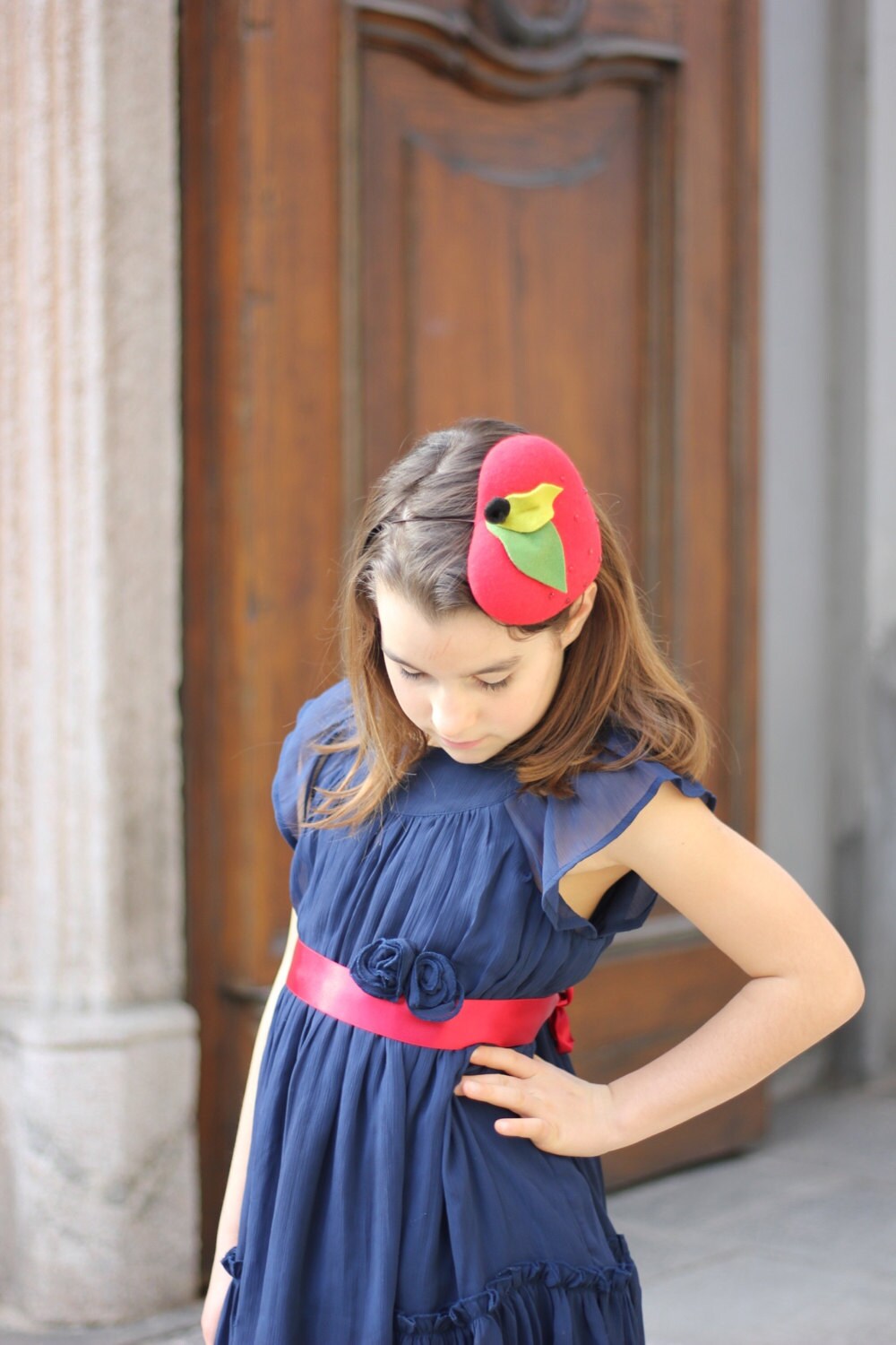 Rode Strawberry Baret Girls Little Girls Mini Top Hat Girls Etsy