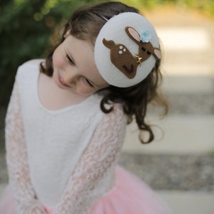 Girls Mini Hat, Bambi Headband, Children Fashion Beret, Special Occasion Fascinator, Little Girls Tea Party Hats, Deer Headband, Christmas image 3