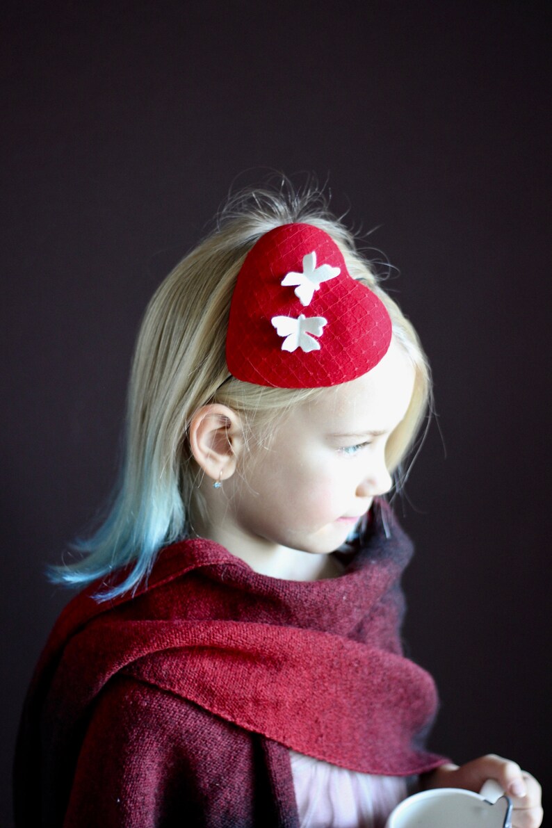 Red Heart Beret Hat Little Girls Mini Top Hat Girls Etsy Canada