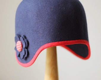 Cappello invernale per bambini, cappellino blu navy, cappello cloche bimba