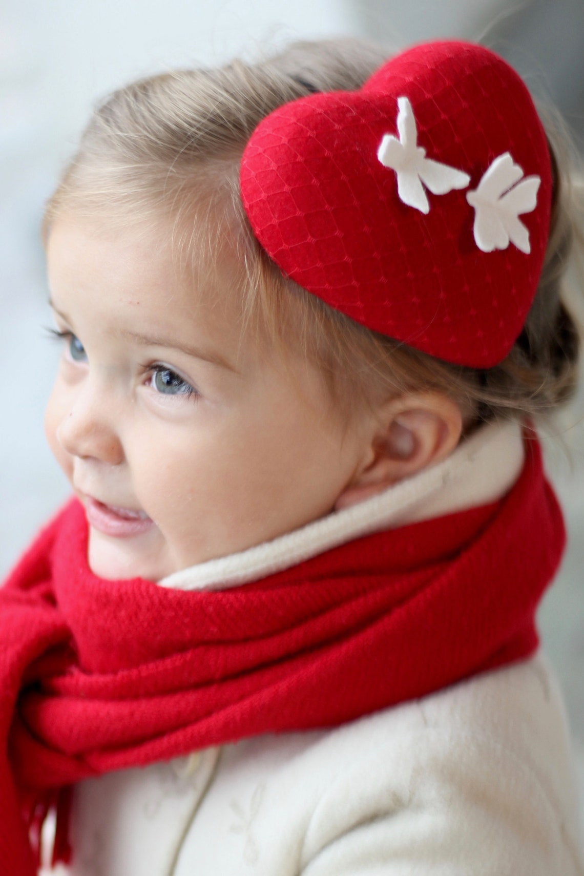 Red Heart Beret Hat Little Girls Mini Top Hat Girls Etsy