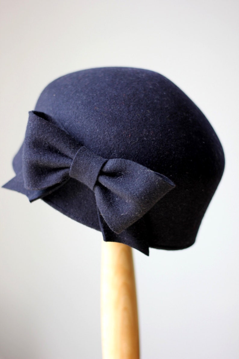 Felt Cloche Hat, Girl Cloche Hat, Cloche Hat With Bow, Girls Winter Hat, Girls Fashion Hat, Toddler Winter Hat, Little Girl Hat, Custom Made image 4